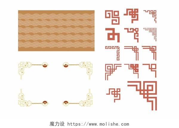 简约中式花纹边框传统图案组合素材